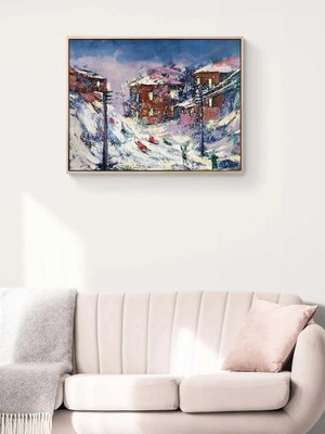 Simurg Sanatevi Kar Neşesi Yağlı Boya Tablosu - Tuval Üzerine El Yapımı - 80 x 60 cm