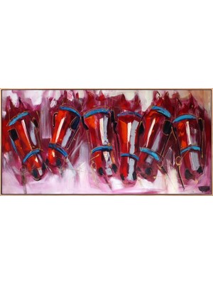 Simurg Sanatevi Atların Serüveni Yağlı Boya Tablosu - Tuval Üzerine El Yapımı - 160 x 80 cm