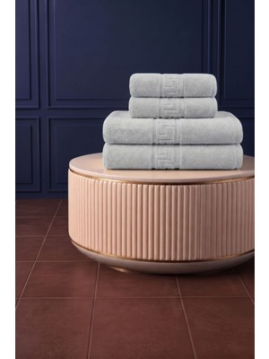 Anılsan 4'lü Sarı Greek Havlu Set %100Pamuk - 2 Adet El Havlusu 50x90 ve 2 Adet Banyo Havlusu 70x140