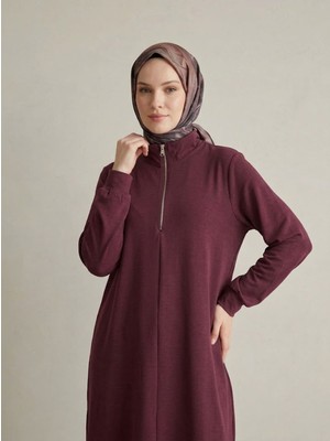 Foremia Fermuar Detay Pike Elbise-Bordo -