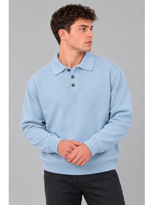 Stil Kombin Oversize Düğmeli Yaka Örgü Kazak Dp 17501_10063