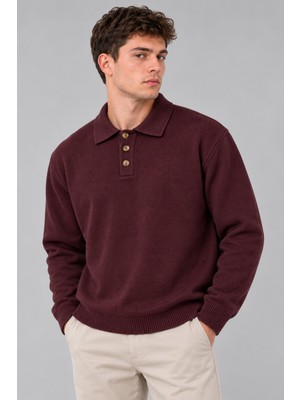 Stil Kombin Oversize Düğmeli Yaka Örgü Kazak Dp 17501_10063