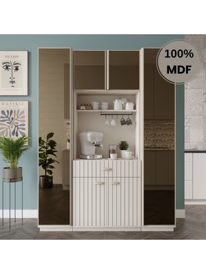 Comiet Almira Kahve Köşesi Dolabı %100 Mdf Temperli Cam Hazır Mutfak Dolabı