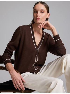 Pierre Cardin Kahverengi Slim Fit Basic Triko Hırka 50333949 VR029