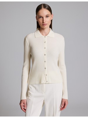 Pierre Cardin Ekru Slim Fit Triko Hırka 50331399 VR019