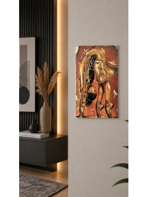 East West Trading Saksafon Müzik Tablo 23X13 cm – Retro Caz ve Müzik Temalı Dekoratif Duvar Tablosu
