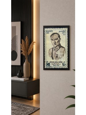 East West Trading Atatürk Mısır Pul Tablo 23X13 cm – 1981 Mısır Atatürk Temalı Dekoratif Duvar Tablosu