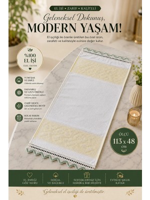 East West Trading Büyük Boy Jakarlı Dantelli El Havlusu 113X48 cm – Yumuşak Dokulu Dekoratif Mutfak & Banyo Havlusu