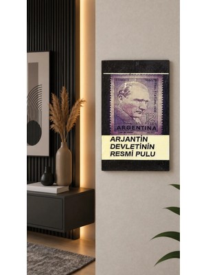 East West Trading Atatürk Arjantin Pul Tablo 23X13 cm – 1938 Arjantin Atatürk Temalı Koleksiyonluk Dekoratif Duvar Tablosu