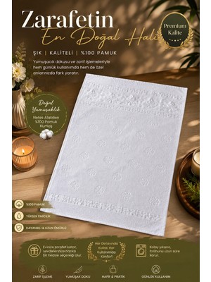 East West Trading Beyaz Jakarlı %100 Pamuk El ve Yüz Havlusu 43X80,5 cm Yumuşak Dokulu Emici Banyo Havlusu