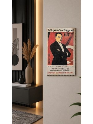 East West Trading Atatürk Moritanya Pul Tablo 23X13 cm – 1981 Moritanya Atatürk Temalı Dekoratif Duvar Tablosu
