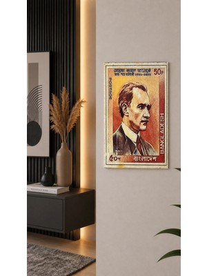 East West Trading Atatürk Bangladeş Pul Tablo 23X13 cm – 1881-1981 Bangladeş Atatürk Temalı Dekoratif Duvar Tablosu