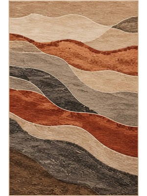 Aren Halı Helay Modern Multi Polyester ve Pamuklu Kaydırmaz Taban Yıkanabilir Dijital Baskı Halısı