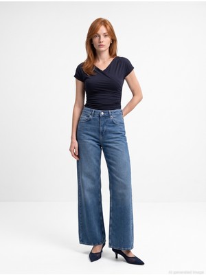 Dilvin 33157 Bra-Free Drapeli V Yaka Top