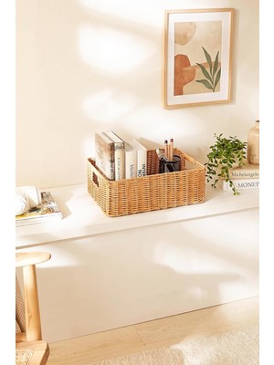 Gy Atelier Yıkanabilir Bej Pp Rattan Sepet 39 x 29 x 13 cm