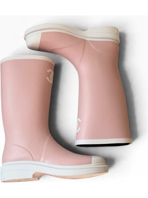 Globalux Women's Chanel cc Logo - Pink & White - Rubber Rain Boots - Kadın - Pembe & Beyaz - Yağmur Çizmesi