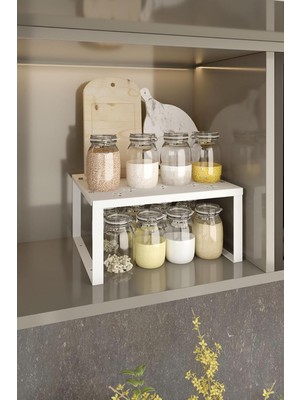 Gy Atelier Metal Dolap Içi Raf Düzenleyici Büyük Boy Beyaz Tezgah Üstü Düzenleyici Tamamı Metal Organizer
