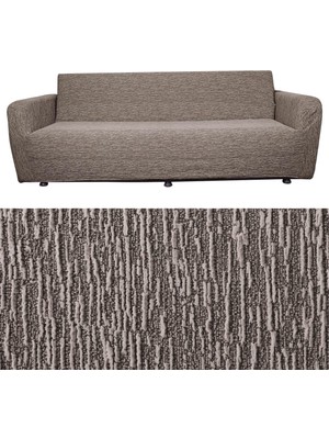 Gy Atelier Bibaha 3 Kişilik Jakarlı Düz Desen Lastikli Koltuk Kılıfı Çekyat Koltuk Örtüsü Streç Esnek Kanepe Kılıfı Vizon 180 x 230