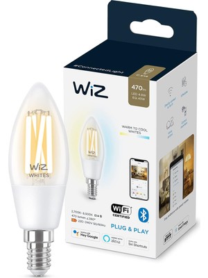Gy Atelier Wiz Wi-Fi 40W Sarı/beyaz Şeffaf Cam Mum Tipi Akıllı Ampul C35 E14