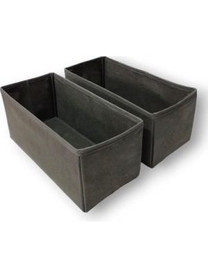 Gy Atelier 2'li Antrasit Çekmece Içi Düzenleyici Organizer Set - Çok Amaçlı Dolap Içi Kutu Seti (28 * 13 * 13)
