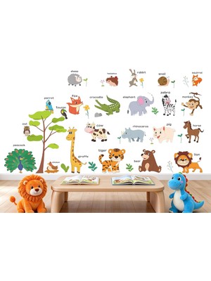 Gy Atelier Hayvanlar Eğitici Duvar Çıkartmaları Çocuklar Büyük, Çocuk Yatak Odası Duvar Çıkartmaları, Kreş, Bebek Odası, Yatak Odası, Oyun Odası Için Çıkarılabilir Duvar Dekorları