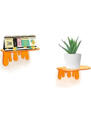 Gy Atelier Splash Dekoratif Duvar Rafı 2'li Set (2 Adet Turuncu)