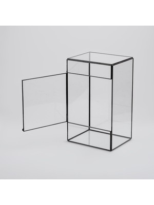 Gy Atelier 25X15X12CM Siyah Geometrik Teraryum Cam Fanus Takı Aksesuar Çikolata Kutusu