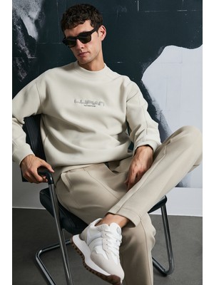 Lufian Dark Erkek Sweatshirt Ekru