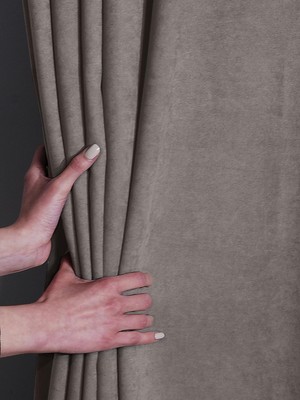 Gy Atelier Kadife Görünüm Açık Gri Fon Perde, 200 x 270 Cm, Ekstraforlu, Velvet Touch Serisi