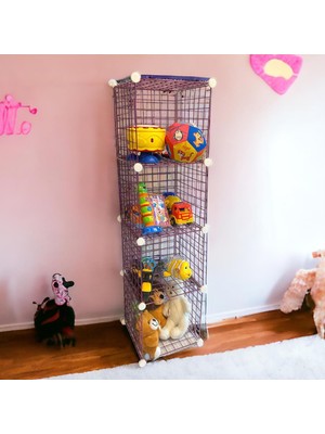 Gy Atelier Decorelax 4 Bölmeli Tel Küp Çok Amaçlı Organizer Raf Pembe 33CM Mutfak, Oyuncak, Kiler, Depolama Rafı
