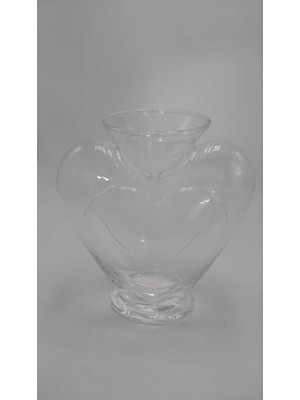 Gy Atelier El Yapımı Cam Kalp Vazo Şeffaf 23CM