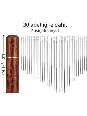 Gy Atelier Ahşap Kutulu Kolay Dikiş Iğnesi Seti 30 Adet - Altın Başlıklı El Dikişi ve Nakış Iğnesi