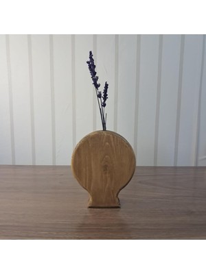Gy Atelier Rustik El Yapımı Ahşap Vazo, Masif Çam, Antik Meşe Rengi, 16X16 Cm, Minimalist Dekoratif Çiçeklik, Doğal Mat Vernikli, Lavanta ve Kurutulmuş Çiçek Uyumlu (Ceviz)