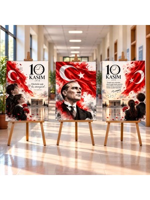 Ti Play 10 Kasım Atatürk'ü Anma Günü 48*68 cm Mukavva Afiş Seti 3'lü