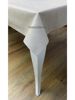 Gy Atelier Kalın Elyaf Astarlı Kaymaz Kumaş Görünümlü Pvc Muşamba Masa Örtüsü Silinebilir Bej 140 x 220