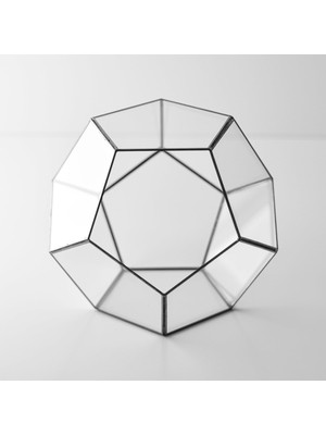 Gy Atelier 21X21X17CM Siyah Geometrik Teraryum Cam Fanus Takı Aksesuar Çikolata Kutusu