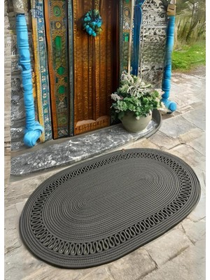 Gy Atelier Doğal Jüt ve Pamuklu Kapı Önü Paspası – Kaymaz Tabanlı, Dekoratif ve Dayanıklı, Iç ve Dış Mekan Kullanımı Için, Banyo, Balkon, Teras ve Evcil Hayvan Alanlarına Uygun (Antrasit, 50 * 70)