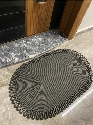 Gy Atelier Dublin Serisi Jüt, Desenli Kapı Önü, Paspas, Banyo Paspası, Balkon Paspası/hediyelik, Ev Eşyası Antrasit 50 x 80