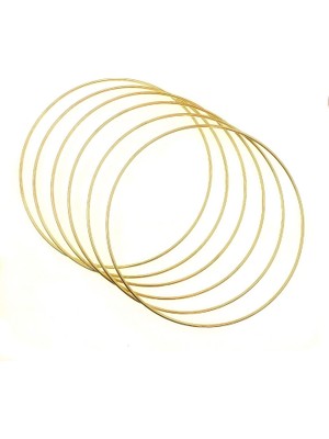 Gy Atelier Metal Makrome Halka 5'li Set Renk Seçenekli – 4mm Paslanmaz Galvanizli Çember, Düş Kapanı, Duvar &amp; Kapı Süsü, Kına ve Düğün Dekorasyon (Gold - Mat | Dokulu | Pırıltılı, 30 Cm)