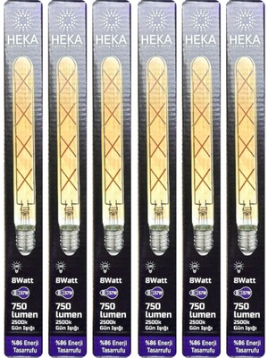 Gy Atelier LED Ampul, 8W (57W Eşdeğeri), 2500K Gün Işığı, E27 Duy, 6 Adet Set