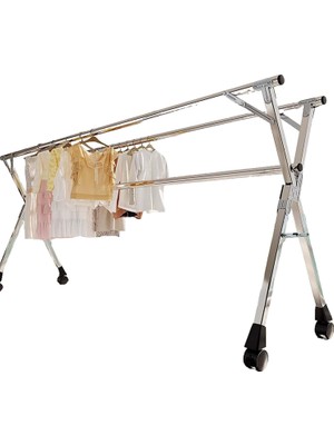 Gy Atelier Bu Ayarlanabilir Çamaşır Kurutma Askısı, Tekerlekli Paslanmaz Çelik, Yer Tasarrufu Sağlar, Katlanabilir, Iç, Dış Mekan ve Balkon Için Uygundur ve Paslanmaz ve