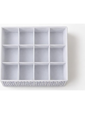 Gy Atelier 12 Bölmeli Çekmece Düzenleyici Organizer – Çorap, Iç Çamaşırı ve Aksesuar Saklama Kutusu – 31 x 25 x 12 cm – Çok Amaçlı Kumaş Dolap Düzenleyici (Puantiyeli)