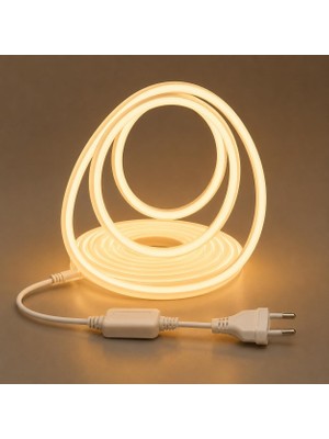 Gy Atelier 10 Metre 220V Cob Neon LED Şerit 9600 Lümen 100W 3000K Günışığı IP65 Yapışkanlı 50CM Kesilebilir Fiş Dahil