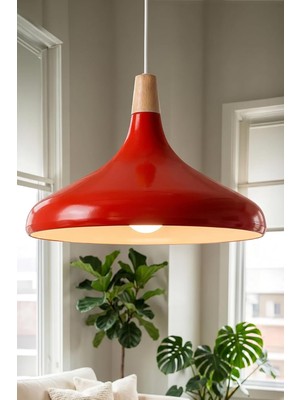 Gy Atelier Nova Ahşap Sarkıt Avize, Bohem Tavan Lambası ve Salon Oturma Odası Aydınlatması - Turuncu - 35 cm – Modern Dekoratif Avize, Tavan Aydınlatması