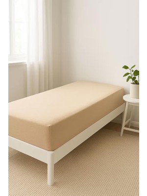 Gy Atelier Tek KIŞILIK%100 Pamuklu Penye Lastikli Çarşaf Cappucino 100X200 cm