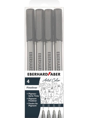 Gy Atelier 558104 - Pigment Fineliner Siyah Keçeli Kalem, Su Geçirmez Mürekkepli 4 Keçeli Kalem