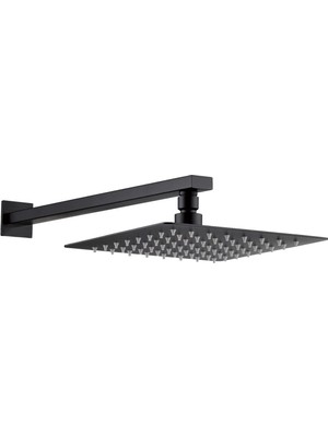 Gy Atelier Ankastre Duş Başlığı Borulu Kare Slim Metal 30X30 cm (Mat Siyah)