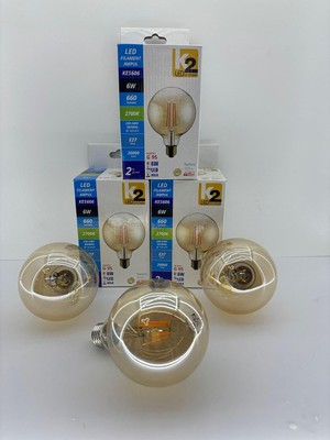 Gy Atelier K2 LED Filament Ampul 6W E27 Rustik G95 2700K Gün Işığı 660 Lümen Dekoratif Ampul (3'lü Set)