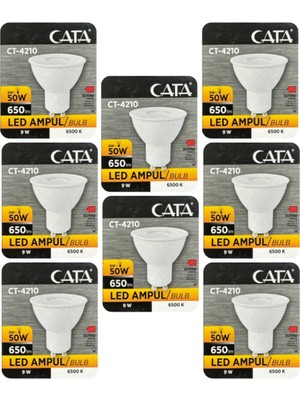 Gy Atelier 9W (50W) Beyaz Işık (6500K) Dim Edilebilir GU10 LED Spot Ampul, 8 Adet