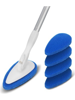 Gy Atelier Duş Küveti Küveti Kiremit Temizleme Fırçası 51 '' Saplı, 5 Çizilmez Ovma Pedi, Ayarlanabilir Uzun Saplı Fırça Temizleme Fırçası Duş Banyo Gemi Lavabolar Tuvalet Duvar Zemin
